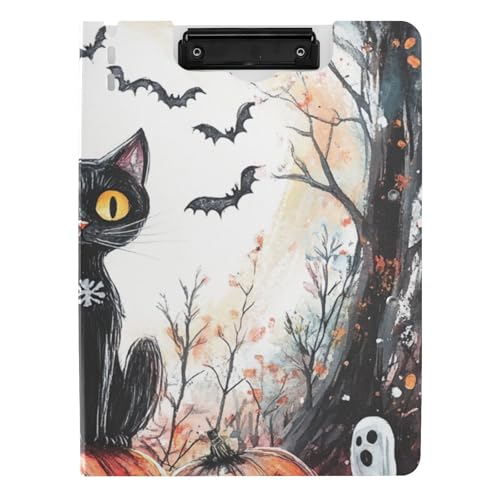 Klemmbrettmappe Hexe schwarze Katze Halloween Gruselige Skelett Geister A4 Klemmbrett Folio Zwei Metallclips Stifthalter Still-Clipboard mit festem Einband Klemmbrettmappe Hexe schwarze Katze Halloween Gruselige Skelett Geister A4 Klemmbrett Folio Zwei Metallclips Stifthalter Still-Clipboard mit festem Einband von WDdZzyy