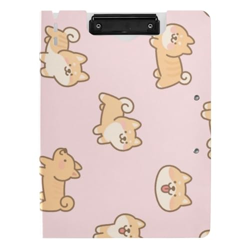 Klemmbrettmappe Pink Cartoon Hund Shiba Inu A4 Klemmbrett mit Padfolio Zwei Metallclips Stifthalter Schule Klemmbrett mit Abdeckung von WDdZzyy