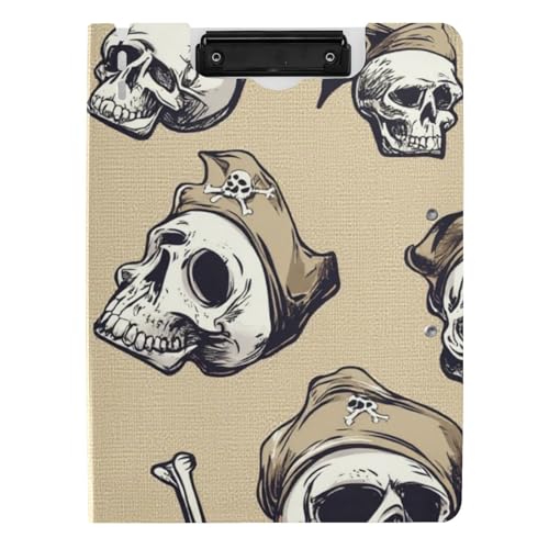 Klemmbrettmappe Totenköpfe Pirat Scarlet Beige A4 Klemmbrett Padfolio Horizontal und Vertikal Doppelclips Still-Clipboard mit Abdeckung von WDdZzyy
