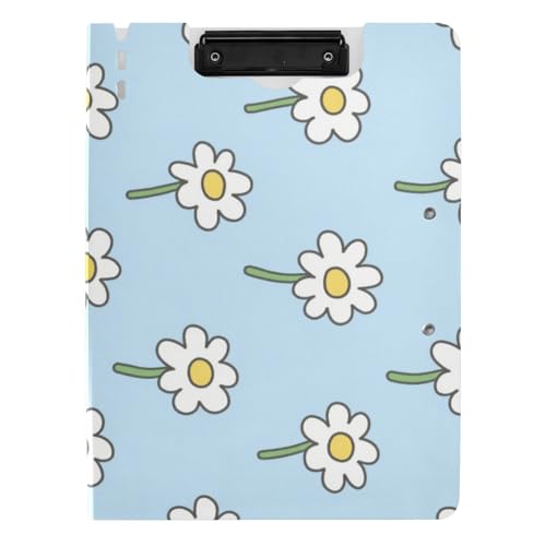 Klemmbrettmappe mit Aufbewahrung, Cartoon-Blume, blau, A4, Klemmbrett, Padfolio, Doppel-Clips, Stifthalter, Büro-Klemmbrett mit Abdeckung Klemmbrettmappe mit Aufbewahrung, Cartoon-Blume, blau, A4, Klemmbrett, Padfolio, Doppel-Clips, Stifthalter, Büro-Klemmbrett mit Abdeckung von WDdZzyy