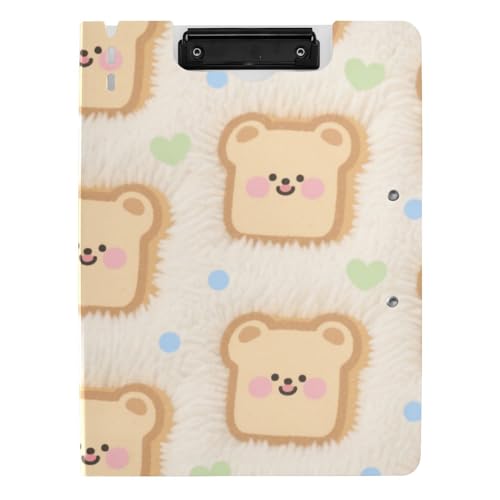 Klemmbrettmappe mit Aufbewahrung, Cartoon- und niedlicher brauner Toast-Hund, A4-Klemmbrett, Folio-Ordner, doppelte Metallclips, Stifthalter, Schulklemmbrett mit Abdeckung von WDdZzyy