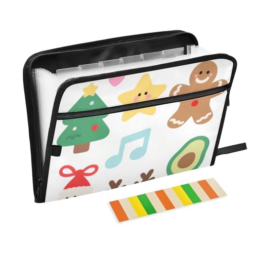 Mappe "Merry Christmas", erweiterbar, 13 Fächer, A4, Briefgröße, mit Reißverschluss, für Büro, Schule Mappe "Merry Christmas", erweiterbar, 13 Fächer, A4, Briefgröße, mit Reißverschluss, für Büro, Schule von WDdZzyy