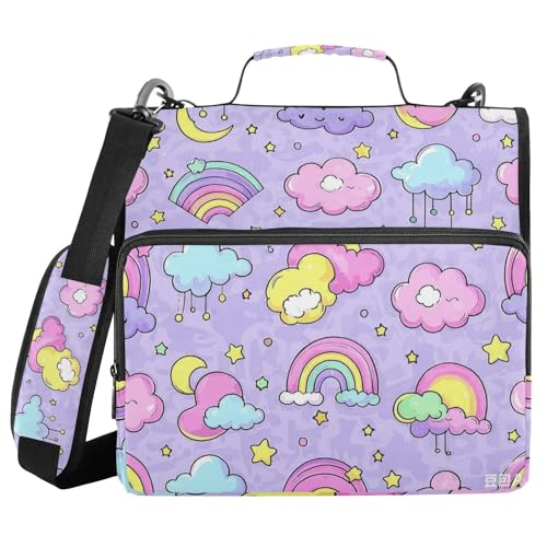 Mappe mit niedlichem Cartoon-Regenbogen-Stern, violett, pfirsichfarben, 3,8 cm, 3 Ringe, stabiler Reißverschluss, mit Griff, einfach zu transportieren, Portfolio-Ordner für Schule/Büro Mappe mit niedlichem Cartoon-Regenbogen-Stern, violett, pfirsichfarben, 3,8 cm, 3 Ringe, stabiler Reißverschluss, mit Griff, einfach zu transportieren, Portfolio-Ordner für Schule/Büro von WDdZzyy