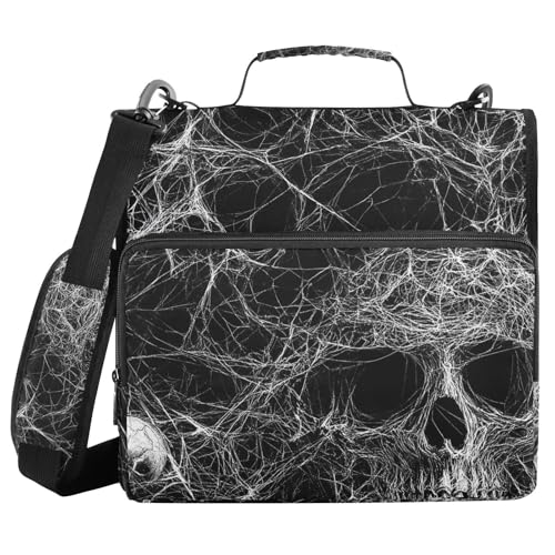 Nightmare Skull 3,8 cm Ringbuch mit 3 Ringen und extra Taschen mit Schultergurt, mehrere Taschen, Dokumenten-Organizer für Büro, Schule Nightmare Skull 3,8 cm Ringbuch mit 3 Ringen und extra Taschen mit Schultergurt, mehrere Taschen, Dokumenten-Organizer für Büro, Schule von WDdZzyy