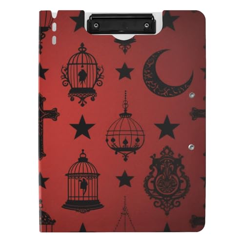Ordner-Klemmbrett mit Aufbewahrung, Gothic, rote und schwarze Kreuze, A4-Klemmbrett mit Padfolio, doppelte Metallclips, Stifthalter, Büro-Klemmbrett mit Abdeckung Ordner-Klemmbrett mit Aufbewahrung, Gothic, rote und schwarze Kreuze, A4-Klemmbrett mit Padfolio, doppelte Metallclips, Stifthalter, Büro-Klemmbrett mit Abdeckung von WDdZzyy