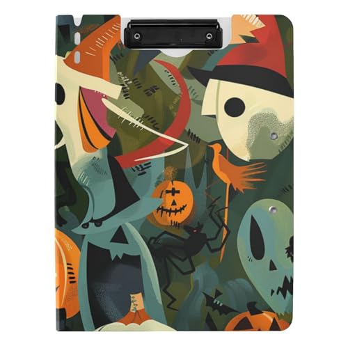 Ordner-Klemmbrett mit Aufbewahrung, Halloween-Nacht, A4-Klemmbrett, Binderfolio, doppelte Metallklammern, Stifthalter, Schulklemmbrett mit Abdeckung Ordner-Klemmbrett mit Aufbewahrung, Halloween-Nacht, A4-Klemmbrett, Binderfolio, doppelte Metallklammern, Stifthalter, Schulklemmbrett mit Abdeckung von WDdZzyy
