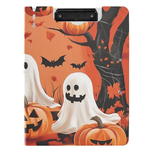 Ordner-Klemmbrett mit Aufbewahrung, gruselige Halloween-Kürbis-Baum, A4-Klemmbrett, Folio-Doppelklammern, Stifthalter, Büro-Klemmbrett mit Abdeckung von WDdZzyy