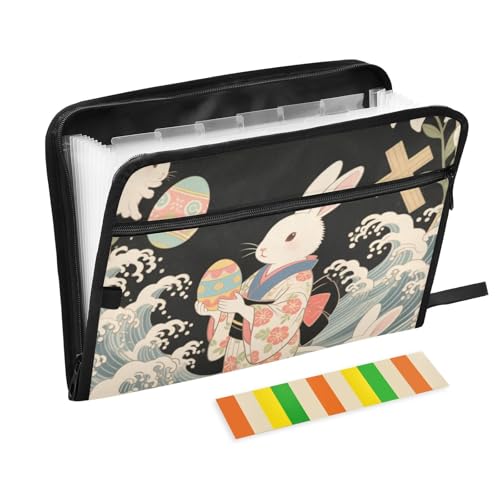 Organizer mit Aufschrift "Happy Easter", japanischer Stil, 13 Taschen, A4, Briefgröße mit Reißverschluss, für erweiterbare Hängemappen von WDdZzyy