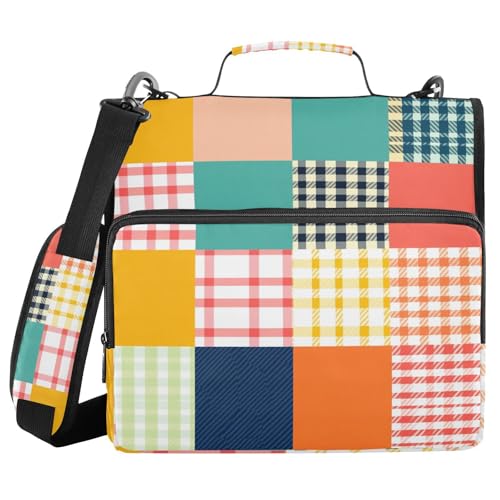 Organizer mit Griff und abnehmbarem Schultergurt, kariert, 3 Ringe, 3,8 cm, Dokumentenmappe für die Mittelschule Organizer mit Griff und abnehmbarem Schultergurt, kariert, 3 Ringe, 3,8 cm, Dokumentenmappe für die Mittelschule von WDdZzyy