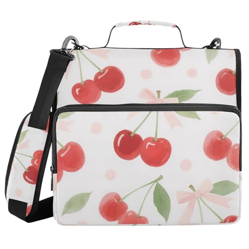 Red Cherry Bow 3,8 cm Ringbuch-Organizer mit Schultergurt und Griff, wasserdicht, Schulhefter für die Mittelschule Red Cherry Bow 3,8 cm Ringbuch-Organizer mit Schultergurt und Griff, wasserdicht, Schulhefter für die Mittelschule von WDdZzyy