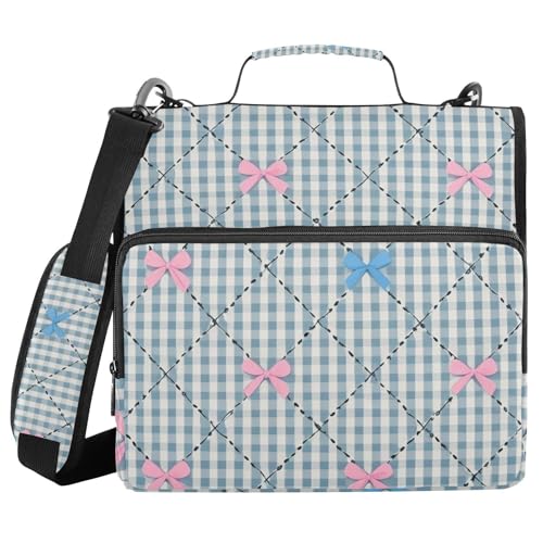Ringbuch mit 3 Ringen, kariert, mit Reißverschluss, Schultergurt und Griff, leicht zu transportieren, Portfolio-Ordner für Mittelschüler, Rosa / Blau Ringbuch mit 3 Ringen, kariert, mit Reißverschluss, Schultergurt und Griff, leicht zu transportieren, Portfolio-Ordner für Mittelschüler, Rosa / Blau von WDdZzyy