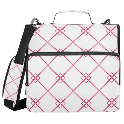 Ringbuch mit 3 Ringen, mit extra Taschen, mit Schultergurt und Griff, inklusive Reißverschlusstasche, Dokumentenmappe für die Schule, 3,8 cm, Rosa kariert Ringbuch mit 3 Ringen, mit extra Taschen, mit Schultergurt und Griff, inklusive Reißverschlusstasche, Dokumentenmappe für die Schule, 3,8 cm, Rosa kariert von WDdZzyy