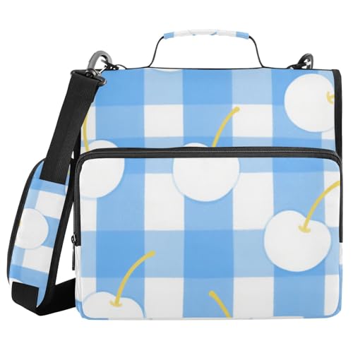 Ringbuch mit 3 Ringen, weiß karierte Äpfel, Reißverschluss mit Riemen, mehrere Taschen, Schulordner, Organizer, geeignet für Mittelschule Ringbuch mit 3 Ringen, weiß karierte Äpfel, Reißverschluss mit Riemen, mehrere Taschen, Schulordner, Organizer, geeignet für Mittelschule von WDdZzyy