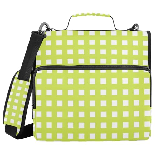 Ringbuch mit Reißverschluss und Schultergurt und Griff, 3,8 cm, Grün kariertes Muster, Organizer für Schule/Büro Ringbuch mit Reißverschluss und Schultergurt und Griff, 3,8 cm, Grün kariertes Muster, Organizer für Schule/Büro von WDdZzyy