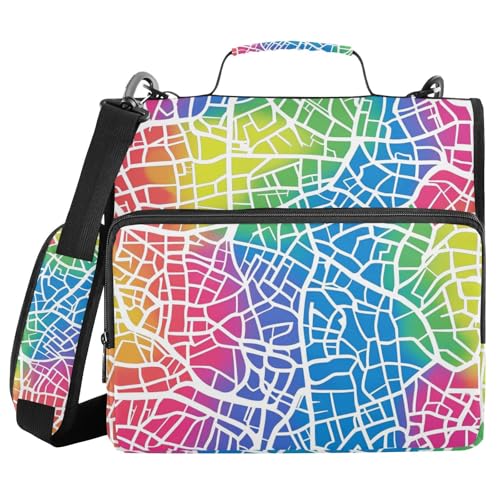 Ringordner mit 3 Ringen, Regenbogenfarben, mit Griff, mehrere Taschen, Schulordner, Organizer für Büro, Schule Ringordner mit 3 Ringen, Regenbogenfarben, mit Griff, mehrere Taschen, Schulordner, Organizer für Büro, Schule von WDdZzyy