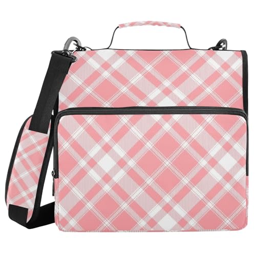 Rotes Schachbrett-Mappe mit 3 Ringen, stabiles Reißverschlussbuch mit Riemen, einfach zu tragen, mit Reißverschluss, Portfolio für Schule/Büro Rotes Schachbrett-Mappe mit 3 Ringen, stabiles Reißverschlussbuch mit Riemen, einfach zu tragen, mit Reißverschluss, Portfolio für Schule/Büro von WDdZzyy
