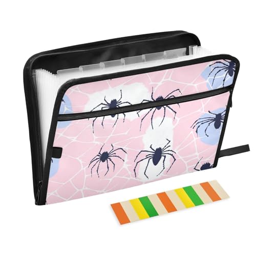 Simple Spider Blue Pfirsich-Dokumentenmappen, 13 Taschen, A4, Briefgröße mit Reißverschluss, für Ordner für Dokumente von WDdZzyy