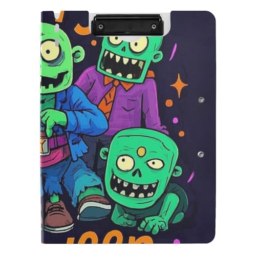 Zusammenklappbares Klemmbrett Happy Halloween Cartoon Cute Zombie A4 Klemmbrett Padfolio Zwei Metallclips Stifthalter Schule Klemmbrett mit Abdeckung Zusammenklappbares Klemmbrett Happy Halloween Cartoon Cute Zombie A4 Klemmbrett Padfolio Zwei Metallclips Stifthalter Schule Klemmbrett mit Abdeckung von WDdZzyy