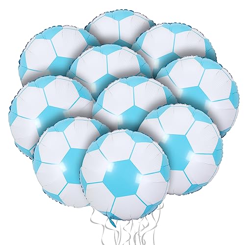 10 Stück Fußball Luftballons, Fußball Ballons für Geburtstag Baby Dusche World Cup Themed Party Dekorationen, 21 Zoll Sport Ballons Party Supplies für Jungen Mädchen Kinder (blau) von WEALLIN