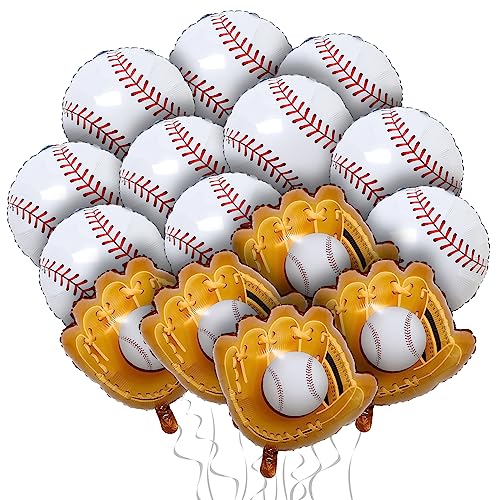 15 Stück Baseball & Baseball-Handschuh Luftballons, Geburtstag Baby Dusche Themen Party Dekorationen, 21 Zoll Sport Ballons Party-Zubehör für Jungen Mädchen Kinder von WEALLIN