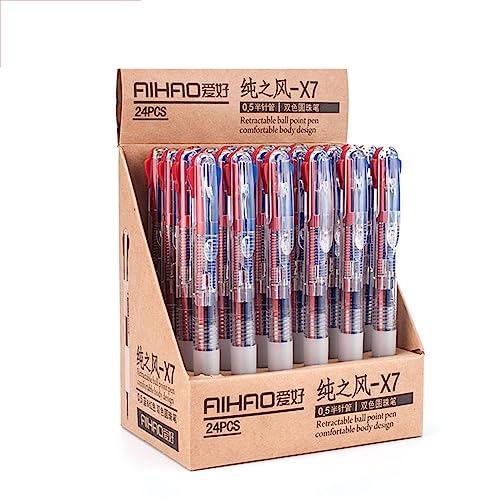 WEAREZ Zweifarbiger Kugelschreiber mit roter und blauer Tinte, einziehbarer Kugelschreiber, schnell trocknender Marker, 0,5 mm von WEAREZ