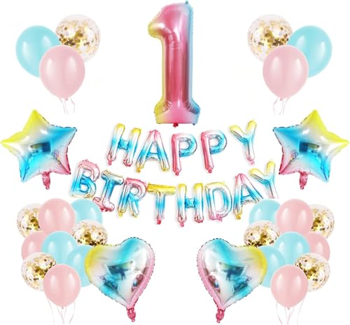 Regenbogen 1 Geburtstag Party Dekorationen Happy Birthday Banner Konfetti Latex Luftballons Zahl 1 Luftballons Geburtstag Supplies für Jungen Mädchen Regenbogen 1 Geburtstag Party Dekorationen Happy Birthday Banner Konfetti Latex Luftballons Zahl 1 Luftballons Geburtstag Supplies für Jungen Mädchen von WEARYGING