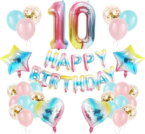 Regenbogen 10 Geburtstag Party Dekorationen Happy Birthday Banner Konfetti Latex Luftballons Zahl 10 Ballon Geburtstag Supplies für Jungen Mädchen Regenbogen 10 Geburtstag Party Dekorationen Happy Birthday Banner Konfetti Latex Luftballons Zahl 10 Ballon Geburtstag Supplies für Jungen Mädchen von WEARYGING