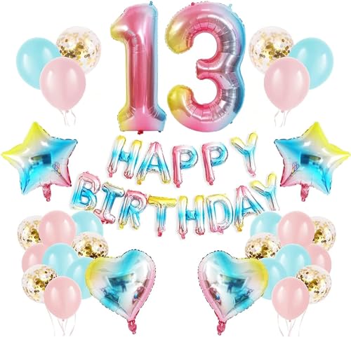 Regenbogen 13 Geburtstag Party Dekorationen Happy Birthday Banner Konfetti Latexballons Zahl 13 Ballon Geburtstag Supplies für Jungen Mädchen Regenbogen 13 Geburtstag Party Dekorationen Happy Birthday Banner Konfetti Latexballons Zahl 13 Ballon Geburtstag Supplies für Jungen Mädchen von WEARYGING