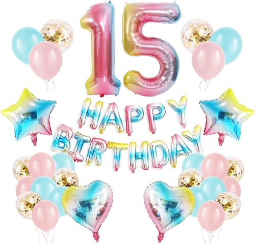 Regenbogen 15 Geburtstag Party Dekorationen Happy Birthday Banner Konfetti Latex Luftballons Zahl 15 Ballon Geburtstag Supplies für Jungen Mädchen Regenbogen 15 Geburtstag Party Dekorationen Happy Birthday Banner Konfetti Latex Luftballons Zahl 15 Ballon Geburtstag Supplies für Jungen Mädchen von WEARYGING