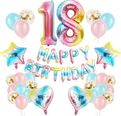Regenbogen 18 Geburtstag Party Dekorationen Happy Birthday Banner Konfetti Latexballons Zahl 18 Ballon Geburtstag Supplies für Jungen Mädchen Regenbogen 18 Geburtstag Party Dekorationen Happy Birthday Banner Konfetti Latexballons Zahl 18 Ballon Geburtstag Supplies für Jungen Mädchen von WEARYGING