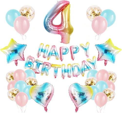 Regenbogen 4 Geburtstag Party Dekorationen Happy Birthday Banner Konfetti Latex Luftballons Zahl 4 Ballon Geburtstag Supplies für Jungen Mädchen Regenbogen 4 Geburtstag Party Dekorationen Happy Birthday Banner Konfetti Latex Luftballons Zahl 4 Ballon Geburtstag Supplies für Jungen Mädchen von WEARYGING