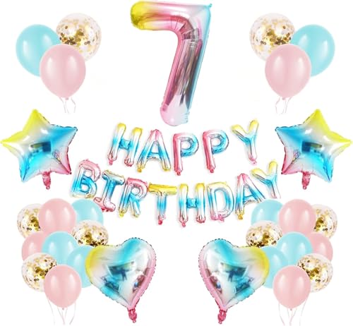 Regenbogen 7 Geburtstag Party Dekorationen Happy Birthday Banner Konfetti Latex Ballon Zahl 7 Geburtstag Supplies für Jungen Mädchen Regenbogen 7 Geburtstag Party Dekorationen Happy Birthday Banner Konfetti Latex Ballon Zahl 7 Geburtstag Supplies für Jungen Mädchen von WEARYGING
