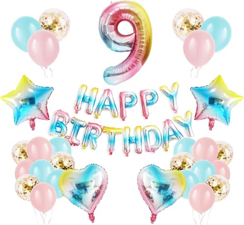 Regenbogen 9 Geburtstag Party Dekorationen Happy Birthday Banner Konfetti Latex Luftballons Zahl 9 Ballon Geburtstag Supplies für Jungen Mädchen Regenbogen 9 Geburtstag Party Dekorationen Happy Birthday Banner Konfetti Latex Luftballons Zahl 9 Ballon Geburtstag Supplies für Jungen Mädchen von WEARYGING