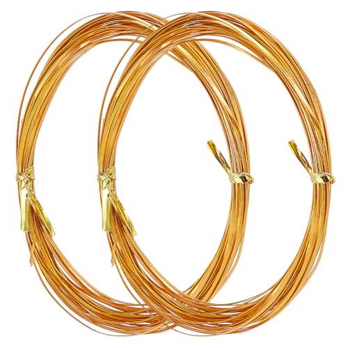 WEBEEDY 0.3mm Dickes Flaches Aluminiumdraht Für DIY Filigree Cloisonne Emaillemalerei 29 Gauge Gold Biegsame Metall Drähte Für DIY Schmuckherstellung (32.8 Fuß/Rolle, 2 Rollen) von WEBEEDY