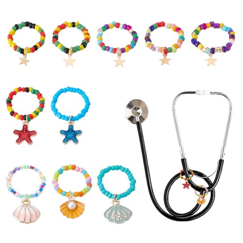 WEBEEDY 10 Arten Dekorative Stern Muschel Stethoskop Charms, Personalisierte Stethoskop Dekorationen Perlen für Arzt Krankenschwester Medizinische Arbeiter Krankenpflege Graduierung Geschenk von WEBEEDY