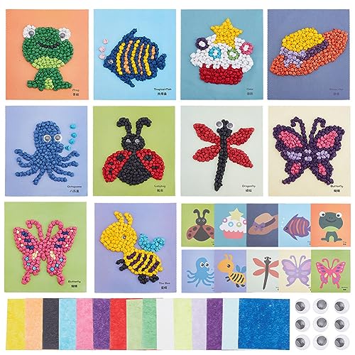 WEBEEDY 10 Kreative Tiere Papier Bastelset Krepppapier Tissue Art Kit Aufkleber DIY Tierkunstbedarf Vorschulklassenzimmer Basteln Geburtstagspartybevorzugung von WEBEEDY