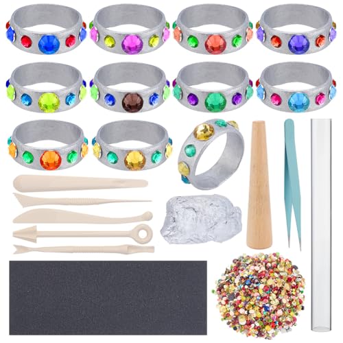 WEBEEDY 10 Set DIY Polymer-Ton Ring Bastelset Für Erwachsene Anfänger Handgefertigtes Polymer Clay Ring Making Kit Enthält alle Accessoires Und Anleitungen Ideal Für Tonkunsthandwerk von WEBEEDY