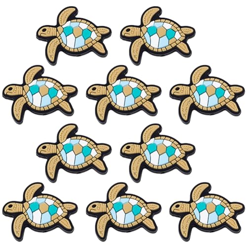 WEBEEDY 10 Stk. Bunte Schildkröten Silikonperlen Niedliche Meeresschildkröten Silikon Fokalperlen Weiche Großhandels Tiersilikon Lose Perlen Für Schlüsselanhänger Schmuckherstellung Loch:2mm(25x30mm) von WEBEEDY