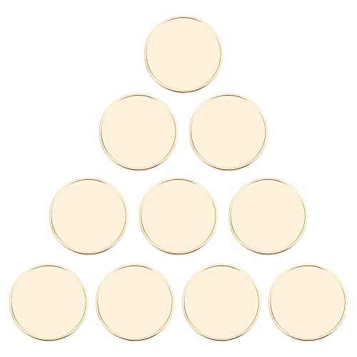WEBEEDY 10 Stück Rund Blank Stamping Tag Anhänger Durchmesser 40 mm Blanko Prägeanhänger Mit Acrylschutz Mit Gewinde für Heimwerker, Basteln, Gravur, Gedenksammlung (Gold) von WEBEEDY