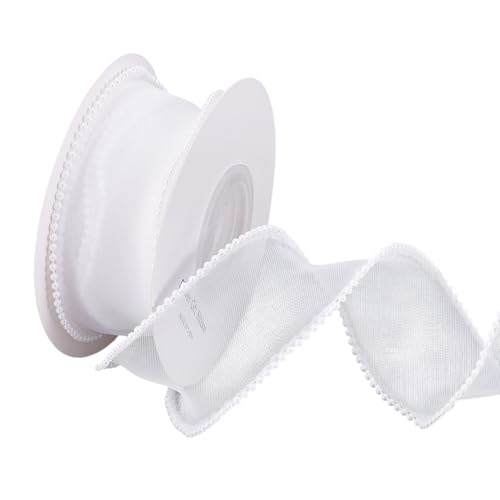 WEBEEDY 10 Yard Weißes Perlenrand-Band 4cm Breites Transparentes Fischschwanz Drahtband Durchsichtiges Band Dekorativ Mit Spule Zum Geschenke Verpacken Und Schleifen Herstellen Sommerdekoration WEBEEDY 10 Yard Weißes Perlenrand-Band 4cm Breites Transparentes Fischschwanz Drahtband Durchsichtiges Band Dekorativ Mit Spule Zum Geschenke Verpacken Und Schleifen Herstellen Sommerdekoration von WEBEEDY