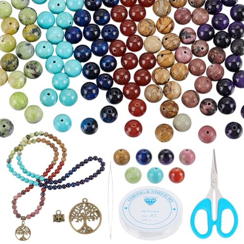 WEBEEDY 108 8mm Mala Perlen Halskette Set 7 Farben Edelstein Perlen Set Mit Abstand Perle Lebensbaum Anhänger Mala Halskette Set Zum Schmuckherstellung WEBEEDY 108 8mm Mala Perlen Halskette Set 7 Farben Edelstein Perlen Set Mit Abstand Perle Lebensbaum Anhänger Mala Halskette Set Zum Schmuckherstellung von WEBEEDY