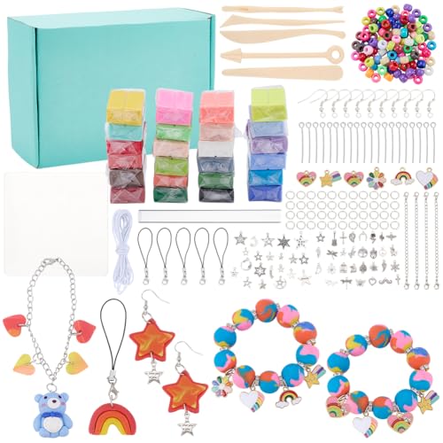 WEBEEDY 114 Stück Polymer Clay Schmuck Bastelset Selber Machen Für Erwachsene Anfänger Erstellen Sie 4 Halsketten 4 Armbänder 5 Schlüsselanhänger 5 Ohrringe Mit Anleitung WEBEEDY 114 Stück Polymer Clay Schmuck Bastelset Selber Machen Für Erwachsene Anfänger Erstellen Sie 4 Halsketten 4 Armbänder 5 Schlüsselanhänger 5 Ohrringe Mit Anleitung von WEBEEDY