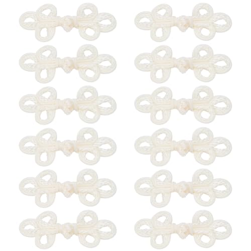 WEBEEDY 12 Stk. Chinesische Knoten Frösche Knöpfe Chinesische Verschlussknöpfe Nähknöpfe Befestigungen Für DIY Nähen Cheongsam Umhang 12.2 x 5.5cm (Drei Schleifen Design) von WEBEEDY