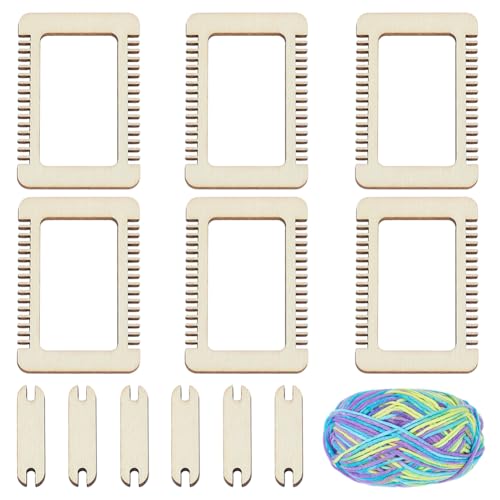 WEBEEDY 13 Stück Mini Holzwebrahmen Set Kleines Holzwebwerkzeug Set Mit 6 Webrahmen 6 Shuttle & 50g Garn Für Erwachsene Anfänger DIY Wandteppiche Strick Und Häkelprojekte WEBEEDY 13 Stück Mini Holzwebrahmen Set Kleines Holzwebwerkzeug Set Mit 6 Webrahmen 6 Shuttle & 50g Garn Für Erwachsene Anfänger DIY Wandteppiche Strick Und Häkelprojekte von WEBEEDY