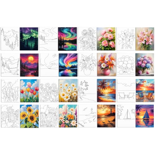 WEBEEDY 16 Stile Vorab Für Das Malen Gezeichnet Landschaftsblumen Gedruckte Leinwand Vorgezeichnete Leinwände Mal Und Trinkset Für Kunstmalerei Set DIY Malerei Geburtstagsfeier Liefert WEBEEDY 16 Stile Vorab Für Das Malen Gezeichnet Landschaftsblumen Gedruckte Leinwand Vorgezeichnete Leinwände Mal Und Trinkset Für Kunstmalerei Set DIY Malerei Geburtstagsfeier Liefert von WEBEEDY