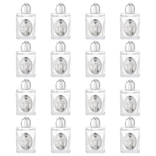 WEBEEDY 16 Stück Kleine Leere Glasflaschen Für Weihwasser 0.5 Unzen/15ml Geprägte Weihwasserflasche Mit Deckel Tragbarer Ätherischer Ölbehälter Kommunion Kirchengeschenke Für Halloween WEBEEDY 16 Stück Kleine Leere Glasflaschen Für Weihwasser 0.5 Unzen/15ml Geprägte Weihwasserflasche Mit Deckel Tragbarer Ätherischer Ölbehälter Kommunion Kirchengeschenke Für Halloween von WEBEEDY