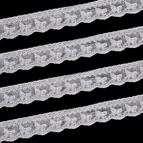 WEBEEDY 16 Yard Weißes Spitzenband 3,8 cm Breite Öse Spitze Trim Gestickte Bowknot Muster Spitze Trim für Hochzeit Brautkleid Geschenkverpackung Weihnachten Home Dekoration DIY Nähen Handwerk von WEBEEDY