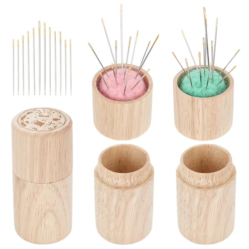 WEBEEDY 2 Farben Nähnadel-Etui Großes Fassungsvermögen Tragbares Nähnadel-Aufbewahrungsetui mit 24 Sticknadeln zum Nähen und Sticken, 8.6 x 4 cm (Rosa, Grün) von WEBEEDY