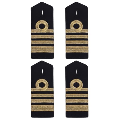 WEBEEDY 2 Paare Bars Hartfaser Marine-Schulterklappen Traditionelle Schulterklappen Mit Vier Balken Goldstreifen Professionelle Marine-Uniform-Epauletten Für Cosplay-Party Bühnenauftritt WEBEEDY 2 Paare Bars Hartfaser Marine-Schulterklappen Traditionelle Schulterklappen Mit Vier Balken Goldstreifen Professionelle Marine-Uniform-Epauletten Für Cosplay-Party Bühnenauftritt von WEBEEDY