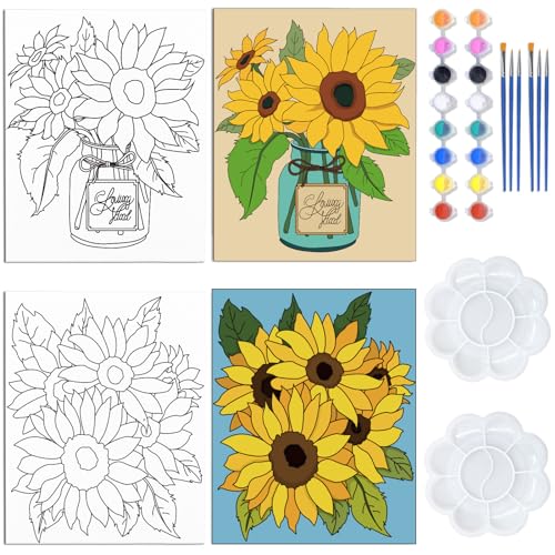 WEBEEDY 2 Pack 8x10 Zoll Blumen Thema Vorgezeichnete Leinwand Zum Bemalen Vorgeskizzierte Leinwand DIY Malen Auf Leinwand Sonnenblumenvase Acrylfarbe Für Anfänger Für Damen Malen Partygeschenk WEBEEDY 2 Pack 8x10 Zoll Blumen Thema Vorgezeichnete Leinwand Zum Bemalen Vorgeskizzierte Leinwand DIY Malen Auf Leinwand Sonnenblumenvase Acrylfarbe Für Anfänger Für Damen Malen Partygeschenk von WEBEEDY